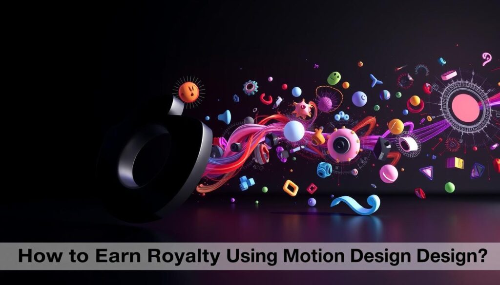 A sleek and visually striking motion design assets portfolio, showcasing a diverse collection of dynamic and captivating animations. The foreground features a central 3D model of a stylized motion graphics icon, its form twisting and turning, casting intriguing shadows and highlights. In the middle ground, a seamless array of animated elements, such as geometric shapes, particle effects, and abstract visual motifs, flow and intertwine, creating a mesmerizing and mesmerizing display. The background presents a minimalist, dark-toned environment, with subtle gradients and hints of subdued lighting, allowing the vibrant motion design assets to take center stage. The overall composition conveys a sense of professionalism, creativity, and technical mastery, perfectly suited to illustrate the section on "How to Earn Royalty Using Motion Design?"